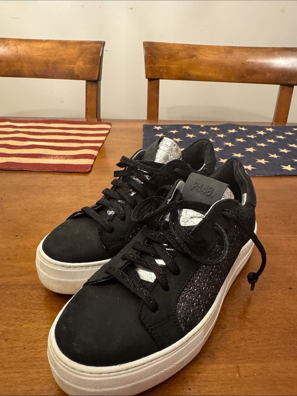 P448 Black and Silver Women's Sneakers